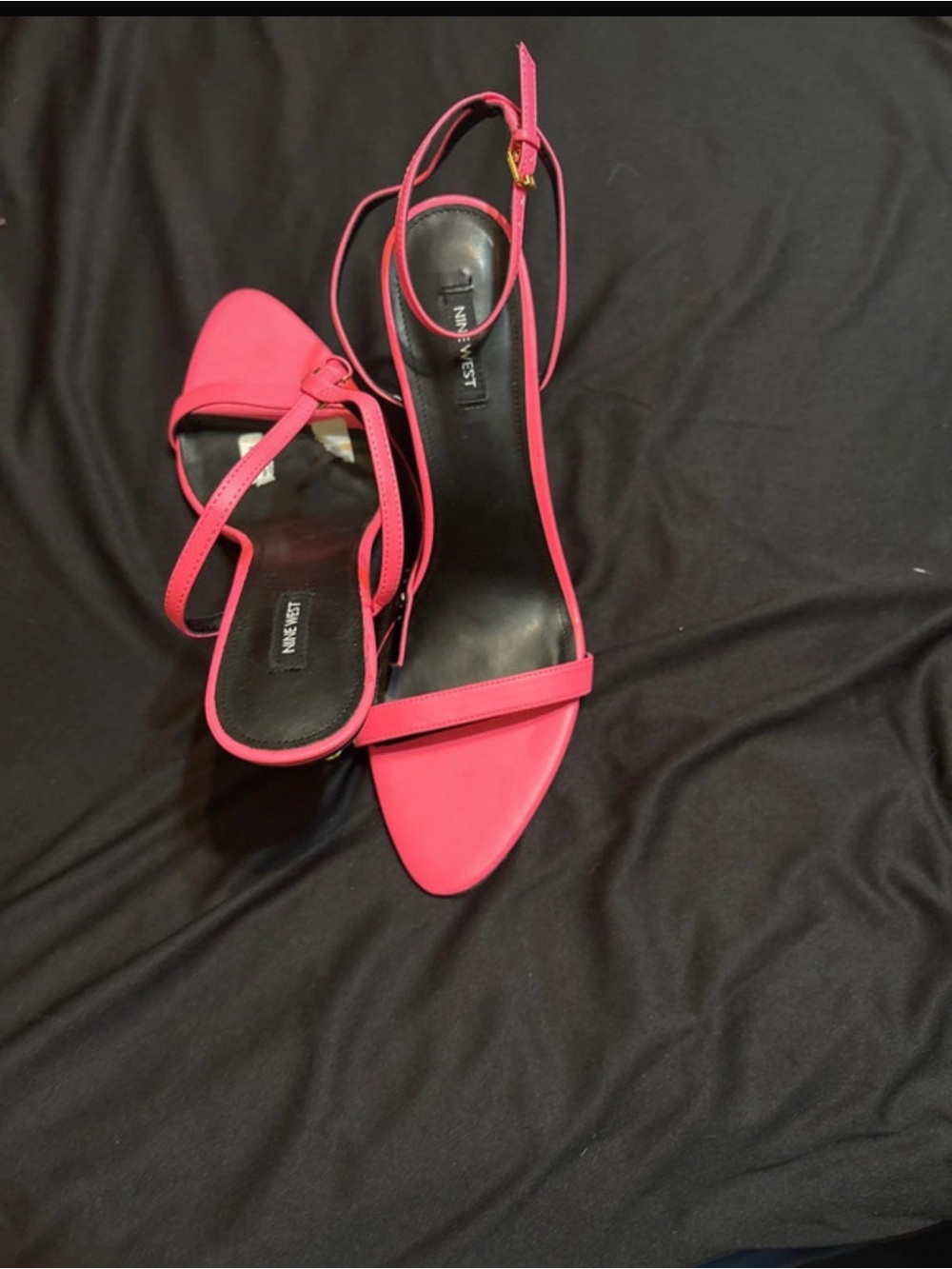 Nine West Hot Pink Open‑Toe Ankle‑Tie Heels